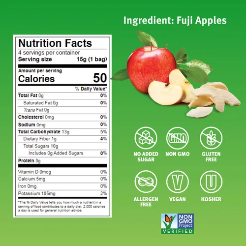 Miniatura 2 de Fruta liofilizada natural Crispy Green, manzana de una sola porción, sin azúcar añadida, 0.53 onzas (paquete de 12)