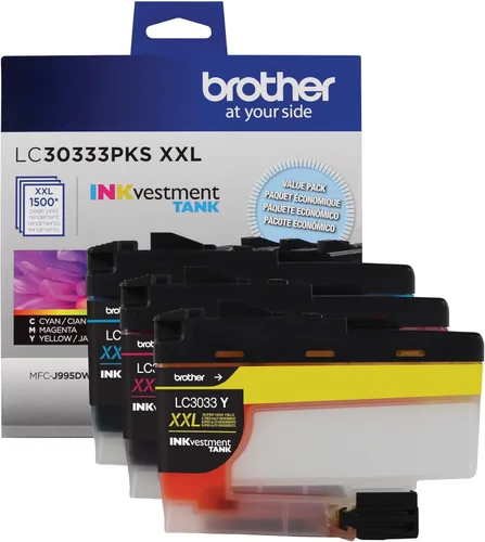 Miniatura 2 de Brother Genuine LC30333PKS, paquete de 3 cartuchos de tinta de tanque INKvestment de color de súper alto rendimiento; incluye 1 cartucho de cada uno