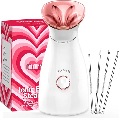 Colorfarm Vaporizador Facial Nano Iónico: Vaporizador Facial de Limpieza Profunda Desatasca los Poros - Humidificador de Niebla Caliente, Sauna 1-