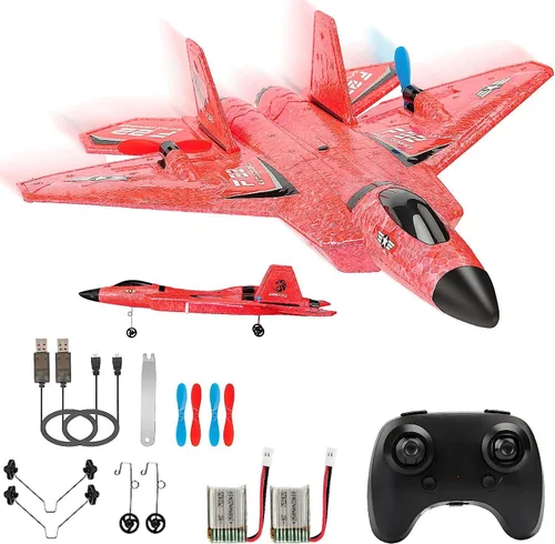 Avión RC, avión RC F22 listo para volar, avión de control remoto de 2.4 GHz, avión de control remoto de 2 canales, juguete de aviones RC para niños,