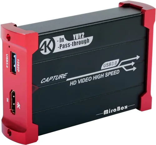 Mirabox Tarjeta de captura para Nintendo Switch, USB3.0 1080P 60FPS Tarjeta de captura de audio de video, soporte de entrada 4K @30Hz y paso a