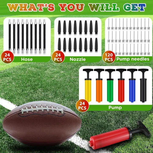 Miniatura 2 de WILLBOND Bomba de aire de bola a granel con aguja para pelotas deportivas y manguera de extensión, bomba de mano, kit portátil para pelotas