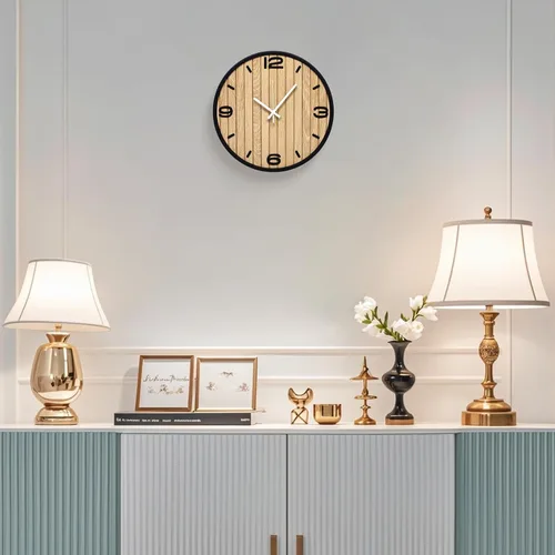 Miniatura 4 de Reloj de pared redondo de 10 pulgadas, funciona con pilas, de cuarzo, sin tictac, decorativo, analógico, para apartamento, sala de estar