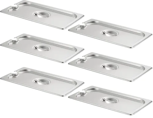 Miniatura 21 de CURTA Paquete de 6 sartenes antiatascos para hotel, tamaño 1/6 de 6 pulgadas de profundidad, bandeja comercial NSF de acero inoxidable 18/8