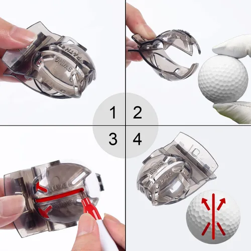Miniatura 5 de Paquete de 1 marcador de pelota de golf de triple línea de 360°, herramienta de marcador de línea de pelota de golf, plantilla de marcador de pelota