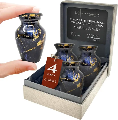 Miniatura 15 de Urna pequeña de recuerdo para cenizas humanas de 3 pulgadas, elegante acabado de mármol, mini urna de cremación para compartir, conmemorativa