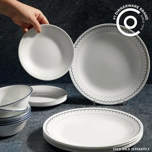 Miniatura 2 de Corelle - Platos de mesa de Vitrelle grandes, redondos, livianos, con triple capa de vidrio, no se astillan ni se rayan, aptos para microondas