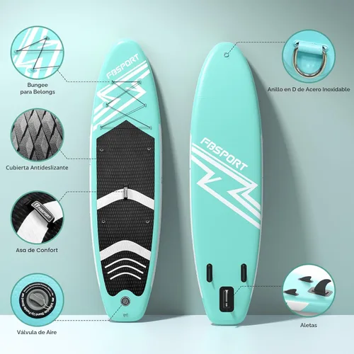 Miniatura 3 de FBSPORT Tabla de remo de pie prémium de 11 pies, tabla de yoga con accesorios de SUP y bolsa de transporte, amplia posición, control de surf, Verde
