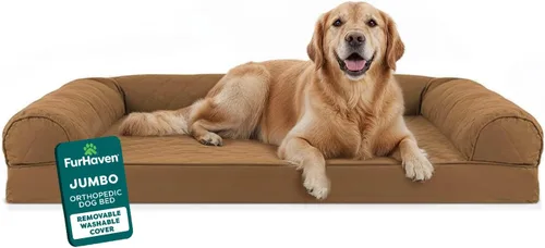 Miniatura 10 de Furhaven Cama ortopédica de espuma para perros, de pelo sintético y terciopelo, con diseño de caja de huevos, color salvia oscura, talla M Dark Sage