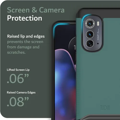 Miniatura 6 de TUDIA DualShield Merge - Funda protectora para Motorola Edge 2022, a prueba de golpes, grado militar, delgada, antideslizante, de doble capa, Verde