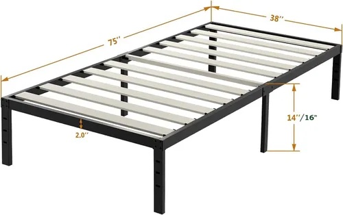 Miniatura 3 de ZIYOO Base de cama individual, listones de madera de 3 pulgadas de ancho con soporte de 2500 libras para colchón, 16 pulgadas de alto, no necesita