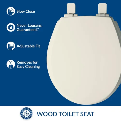 Miniatura 2 de Asiento de inodoro Mayfair Cassel con cierre lento, fácil de limpiar, asiento de madera antideslizante premium, fácil de instalar, fabricado en EE.