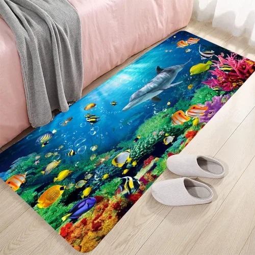 Miniatura 17 de LYFANS Alfombras de baño de espuma de esponja absorbente suave para baño y cocina (47 x 18 pulgadas), tapete de franela antideslizante brillante
