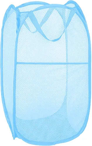 Larpur Cesta de lavandería plegable, cesta portátil de malla para la ropa sucia, para la habitación del hogar, dormitorio universitario, Azul Cielo