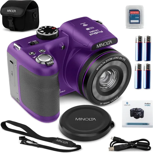 Miniatura 10 de Minolta ProShot - Cámara de 20MP - Lente de zoom óptico de 26x, video HD de 1080p, WiFi, pantalla LCD de 3 pulgadas, estabilización de imagen, Negro