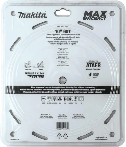Miniatura 5 de Makita B-66961 Hoja de sierra ingletadora de máxima eficiencia con punta de carburo 60T de 10
