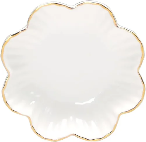 Miniatura 9 de Plato de Servir de Porcelana, Bandeja de Cerámica con Flores y Borde Metálico, Platos de Servir para Bodas, Perfecto para Fiestas, Ideal