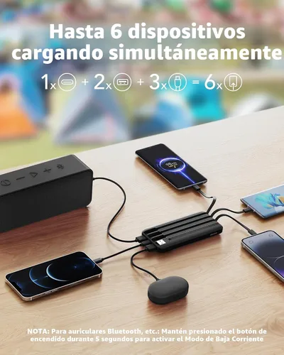 Miniatura 3 de Charmast - Cargador portátil de 20000 mAh con cables incorporados, banco de energía de 22.5W para viajes, cargador rápido, paquete de batería