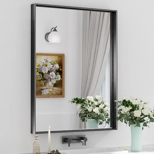 Miniatura 58 de Keonjinn - Espejo rectangular con marco negro para baño de 40 x 30 pulgadas, espejo de pared para sobre el lavabo, espejos de tocador de metal