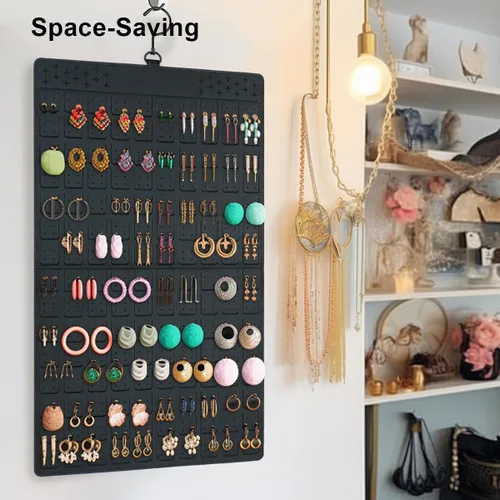 Miniatura 2 de Organizador de joyas colgante de doble cara con colgador para armario pequeño, soporte para collar sin enredos sobre la puerta, gran capacidad, 300