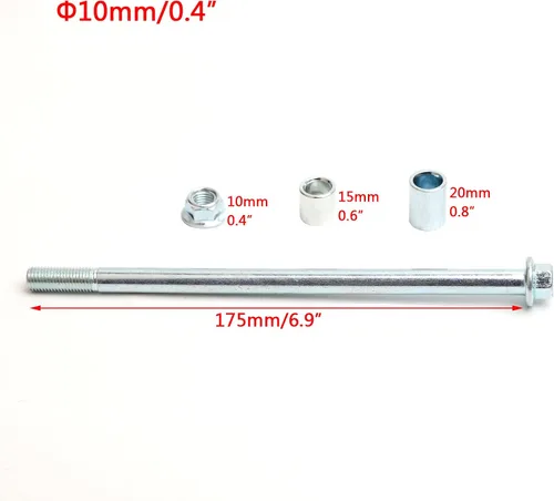 Miniatura 3 de Minho 10mm 175mm Eje Delantero Trasero con Bujía 6mm 15mm 20mm Compatible con Motocicleta Pit Dirt Bike Ciclomotor Scooter QUAD ATV Mini Bike Parts
