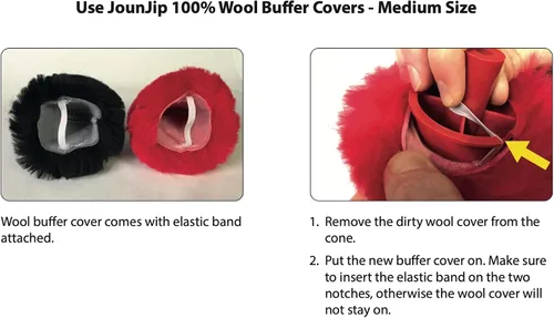 Miniatura 2 de JOUNJIP Dual Wool Buffer Replacement Covers - Handmade 100% Lambswool Polisher Bonnets - for 2.5 x 3.5 Inch Buffing Cones