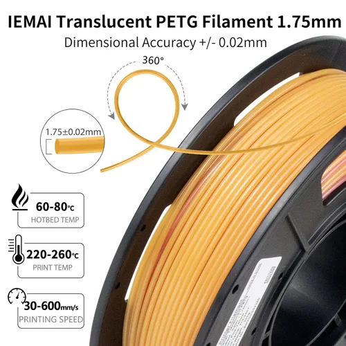 Miniatura 3 de IEMAI Paquete de filamento PETG de 0.069 in, filamento de impresora 3D multicolor translúcido degradado de hasta 23.622 in/s de impresión rápida, 4