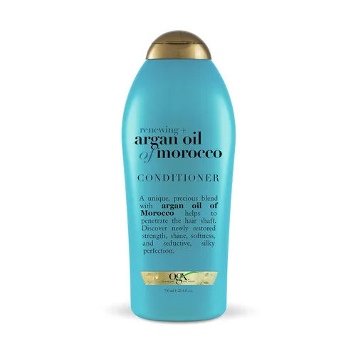 OGX Acondicionador hidratante con aceite de argán renovador de Marruecos, aceite de argán prensado en frío para ayudar a hidratar, suavizar y