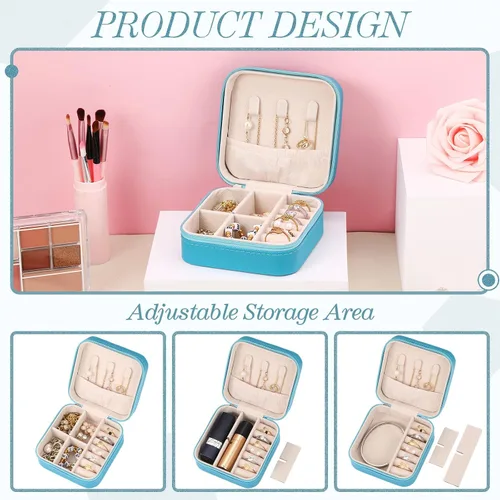 Miniatura 10 de Yinkin 12 piezas de mini joyero de viaje para dama de honor, organizador de aretes de piel sintética, accesorios de viaje a granel, soporte portátil