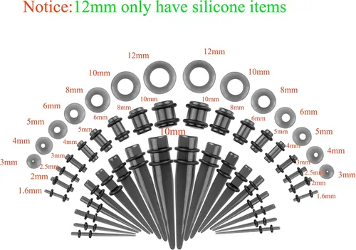 Miniatura 2 de Memsion - Kit de estiramiento para la oreja, 50 piezas, kit de perforación, aretes de calibre 00, 14