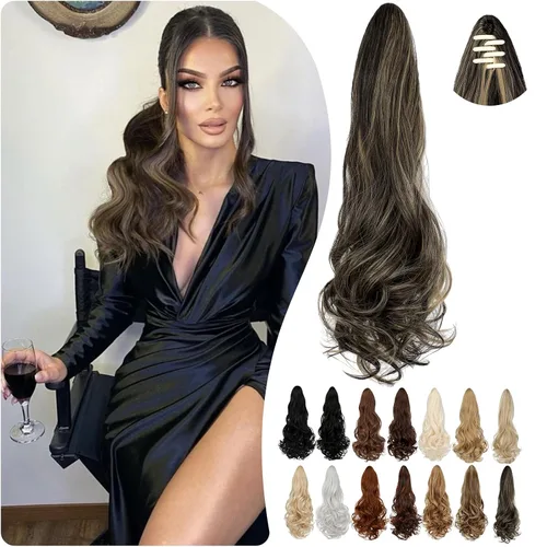 Miniatura 36 de Extensión de cola de caballo de 18 pulgadas, 20 pulgadas, larga, rizada, ondulada, recta, con clip, de aspecto natural, extensión de cabello