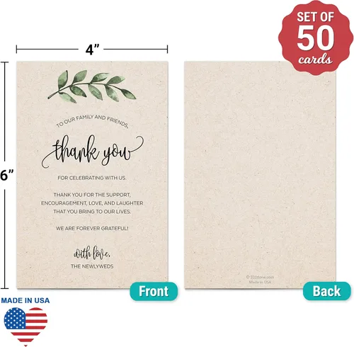 Miniatura 2 de 321Done Greenery - Tarjetas de agradecimiento para recién casados, agradecimientos para celebrar con nosotros, tarjetas de mesa de 4 x 6 pulgadas