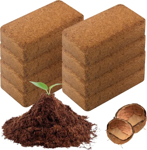 Miniatura 8 de Ladrillo de fibra de coco para plantas - Paquete de 6 ladrillos de coco premium, 100% fibra de coco orgánica, fibra de cáscara de coco para plantar