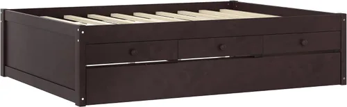 Miniatura 7 de Cama de plataforma individual con nido y cajones de almacenamiento, sofá cama de madera maciza con tomas de corriente y listones completamente