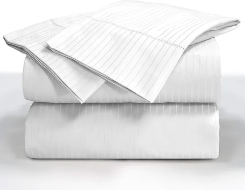 Miniatura 12 de Blue Ridge Home Fashions Juego de sábanas de algodón transpirable de 1000 hilos, tamaño California King, paja-4 piezas a rayas Paja-4pc-rayas