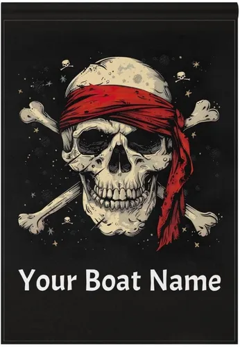 Miniatura 7 de Bandera de pirata de bienvenida personalizada con tu nombre, bandera de jardín de 12 x 18 pulgadas, bandera náutica de barco de doble cara, regalos