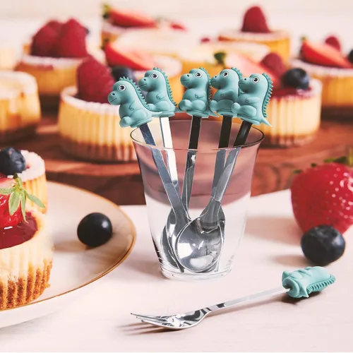 Miniatura 2 de Tenedores de cóctel, 6 tenedores de aperitivos, mariposas, tenedores pequeños de acero inoxidable y silicona para frutas, queso, aperitivos