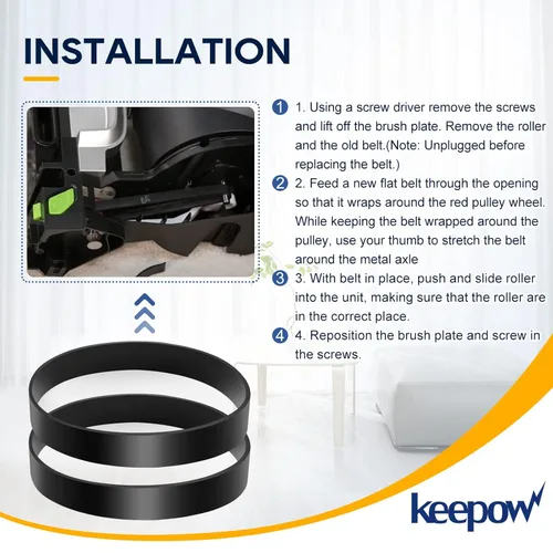 Miniatura 4 de KEEPOW Correas de repuesto compatibles con Bissell TurboClean/PowerForce PowerBrush Pet Carpet Cleaner 2987, 1986, 2910, 2190W, 2806, 28062, 28068