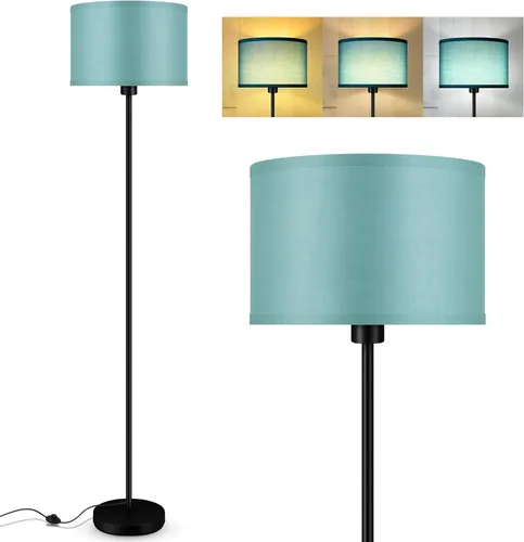 Miniatura 12 de Lámparas de pie doradas para sala de estar, lámpara de pie moderna, pantallas blancas, interruptor de pie, lámparas de poste simple lámpara alta