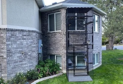 Miniatura 3 de 48" X 48" X 144" Black Outdoor Catio Enclosure Cat House