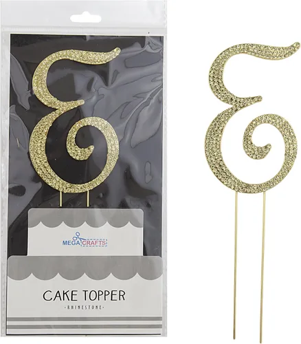 Miniatura 26 de Mega Crafts Decoración para tartas con diamantes de imitación dorados brillantes y cristales brillantes y aleación de metal duradero, ideal