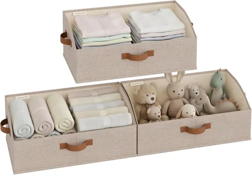 Miniatura 20 de StorageWorks - Contenedores de almacenamiento para armario, caja organizadora trapezoidal para estantes, contenedor de tela para ropa, cestas Marrón