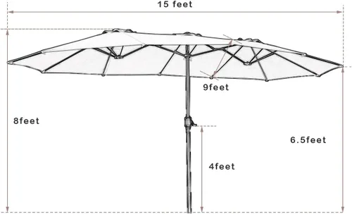 Miniatura 5 de Tangkula Sombrilla de patio de 15 pies de doble cara para mesa de mercado al aire libre con manivela (beige)