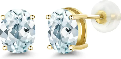 Miniatura 74 de Gem Stone King Aretes de oro de 14 quilates con piedra natal ovalada de 0.315 x 0.236 in Aretes de oro para mujer