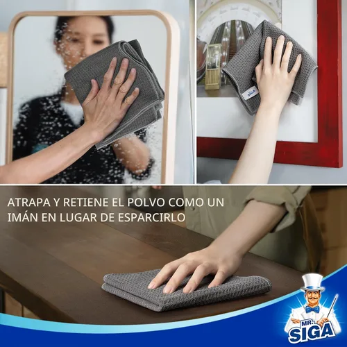Miniatura 5 de MR.SIGA Paños de limpieza con patrón de gofres, paños de limpieza de microfibra absorbentes reutilizables, toallas de cocina de microfibra sin Gris