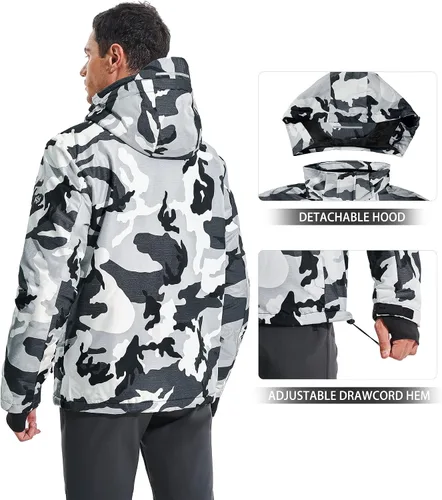 Miniatura 2 de Heathyoga Chaqueta de esquí impermeable para hombre, chaqueta de snowboard para hombre, chaqueta de nieve, chaquetas de esquí, chaquetas
