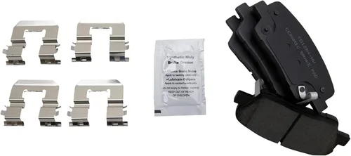 Miniatura 4 de TRQ Kit de pastillas de freno trasero y rotor, pinza de freno, kit químico pastillas de freno Rotor de freno de cerámica compatible con Hyundai