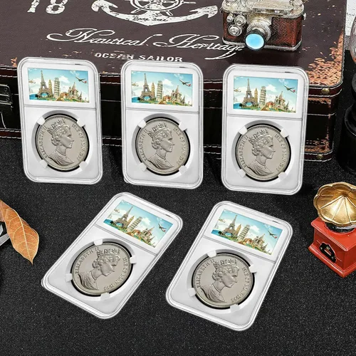 Miniatura 6 de Paquete de 10 soportes de exhibición de losa de monedas de 1.181 in para JFK medio dólar