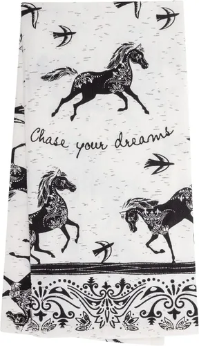 Miniatura 12 de Karma Gifts - Toalla de té bohemia en blanco y negro, algodón, elefante, 18 x 22 pulgadas