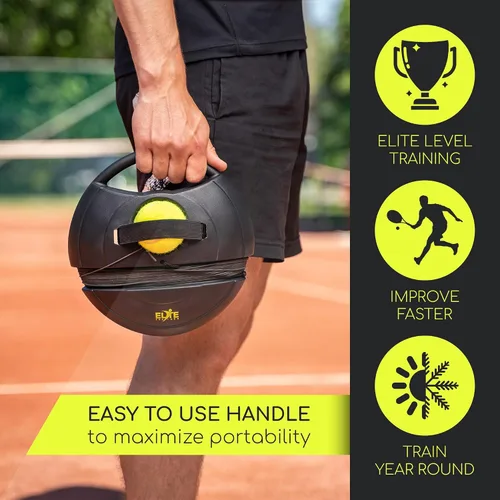 Miniatura 5 de Juego de pelotas de rebote de tenis Base de potencia resistente, no requiere relleno Tres pelotas de tenis, cuerda elástica larga y bolsa